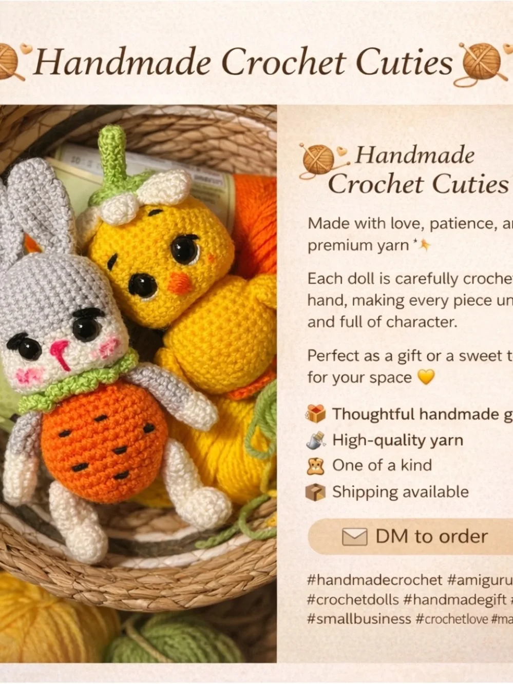 Yellow & Gray Amigurumi Plush
